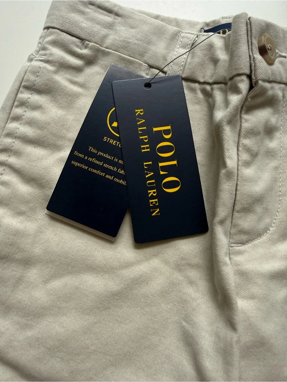 Ralph Lauren Boys' 2T Classic Flat-Front Khaki Shorts - Light Beige